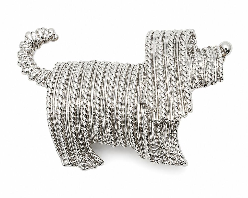 Vintage Sarah Coventry Shaggy Dog Brooch Silver Tone Terrier Pin 1.5”